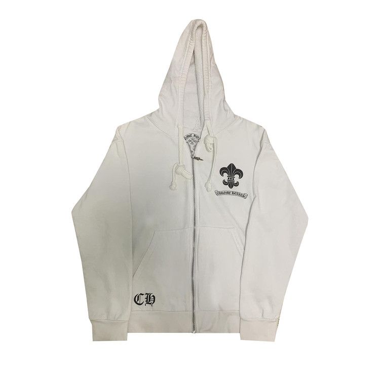 Buy Chrome Hearts Fleur Zip Up Hoodie 'White' - 013 015634 | GOAT