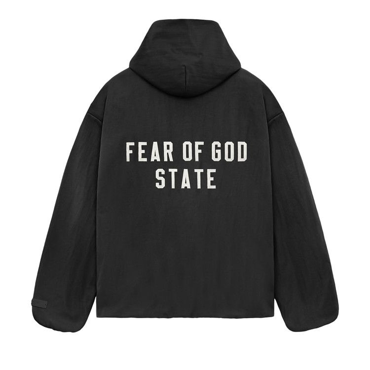 Fear Of God Essentials Textured Nylon Hooded Coaches Jacket Black