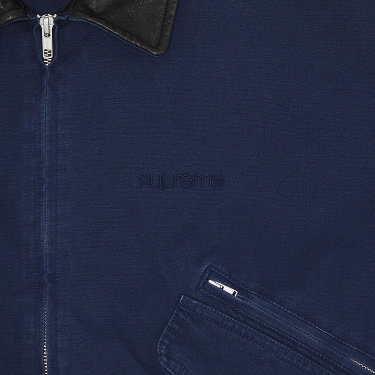 Supreme Leather Collar Utility Jacket 'navy'