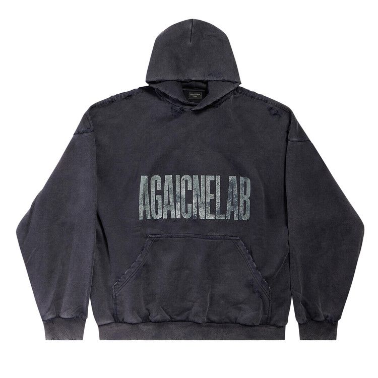 Balenciaga Large Fit Hoodie 'washed Black/Anthracite'