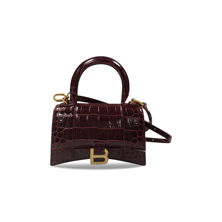 Balenciaga Hourglass XS Top Handle Bag Dark Red