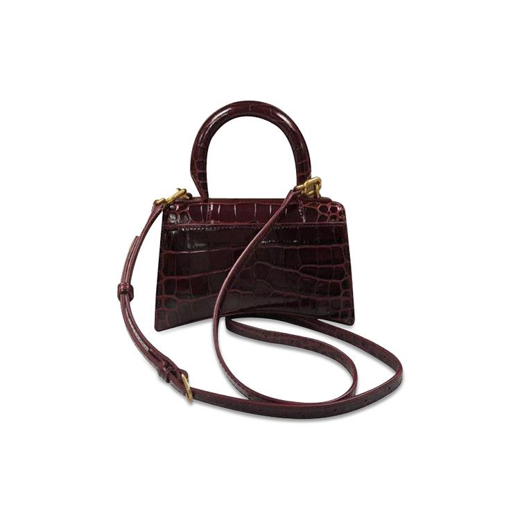 Balenciaga Hourglass XS Top Handle Bag Dark Red