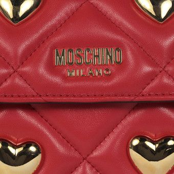 Buy Moschino Heart Studs Quilted Shoulder Bag 'Red' - 7505