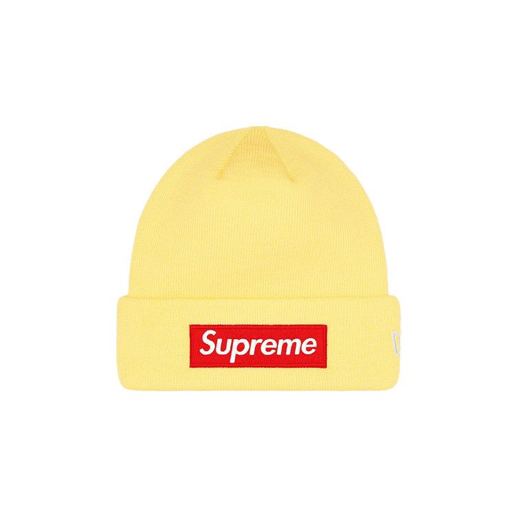 Buy Supreme x New Era Box Logo Beanie 'Pale Yellow' - FW22BN10