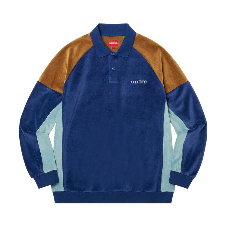 Buy Supreme Paneled Velour Long-Sleeve Polo 'Dark Royal