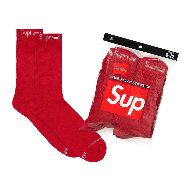 レッグウェア Supreme Hanes Crew Socks 4 Pack Pink Supreme Supreme x Hanes Crew Socks (4 Pack) 'Pink' | REVERSIBLE