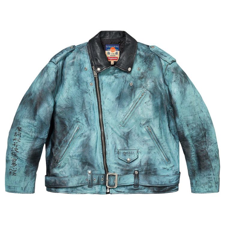 Buy Supreme x blackmeans Painted Leather Motorcycle Jacket 'Light