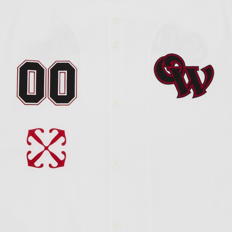 Buy Off-White Gothic Logo Baseball Shirt 'White/High Risk
