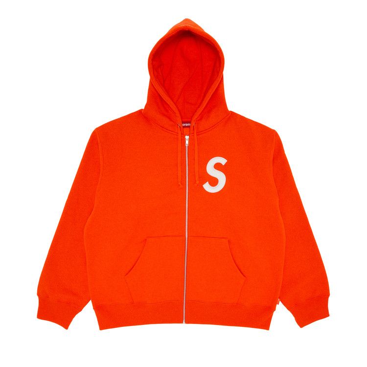 Buy Supreme S Logo Zip Up Hooded Sweatshirt 'Bright Orange