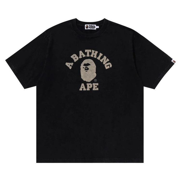 トップス BAPEBlack Bleached Check College T-Shirt BAPE Black Bleached Check College T-Shirt A Bathing Ape