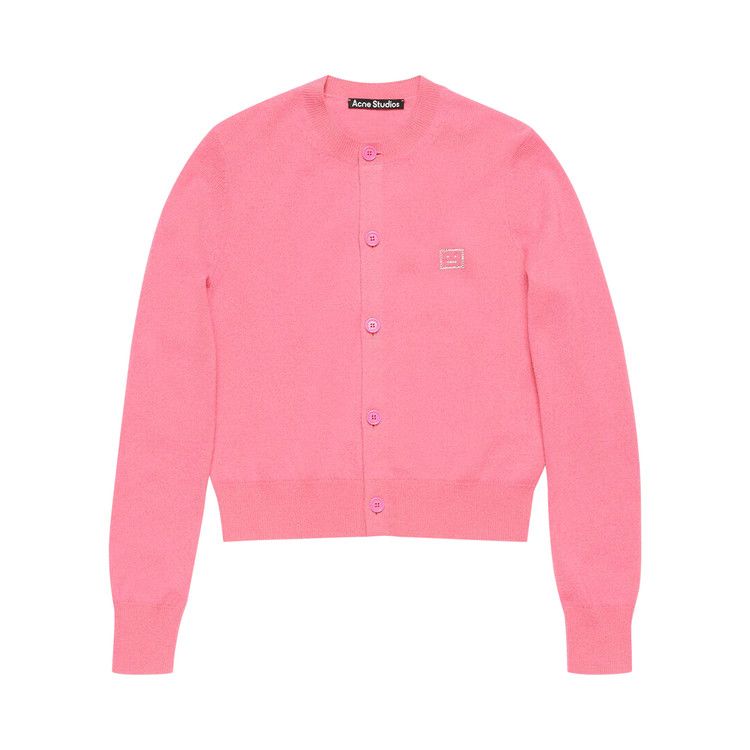 Buy Acne Studios Embellished Face logo cardigan 'Tango Pink