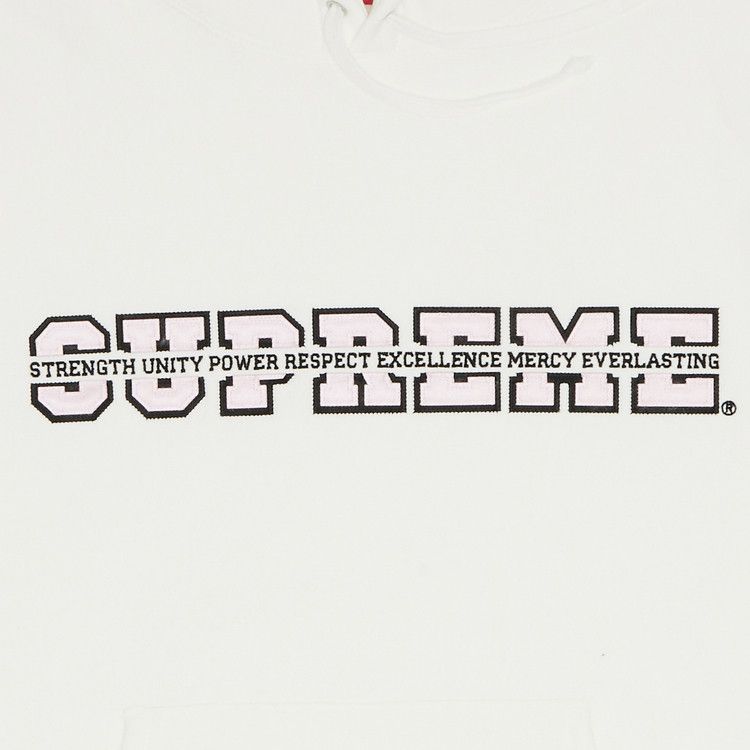 Buy Supreme Collegiate Acronym Hooded Sweatshirt 'White Buy Supreme Collegiate Acronym Hooded Sweatshirt 'White