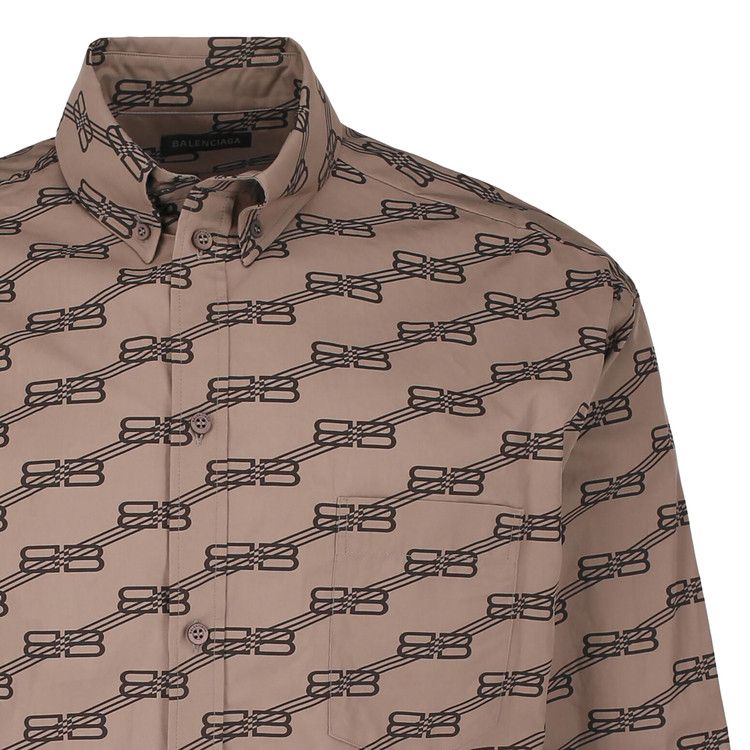 Balenciaga Monogram Long Sleeve Shirt Beige