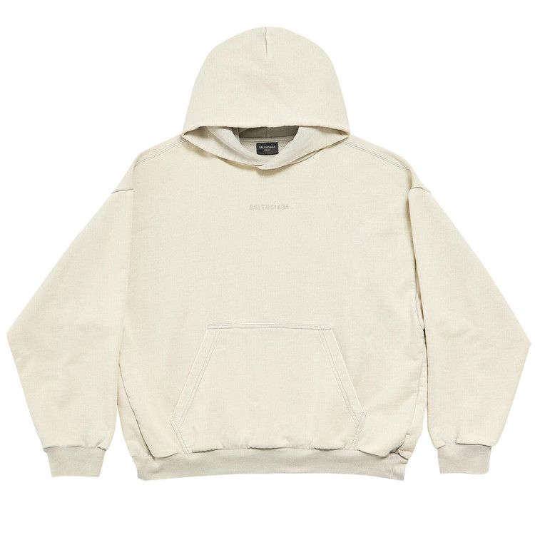 Balenciaga Logo Embroidered Hoodie Cement Grey