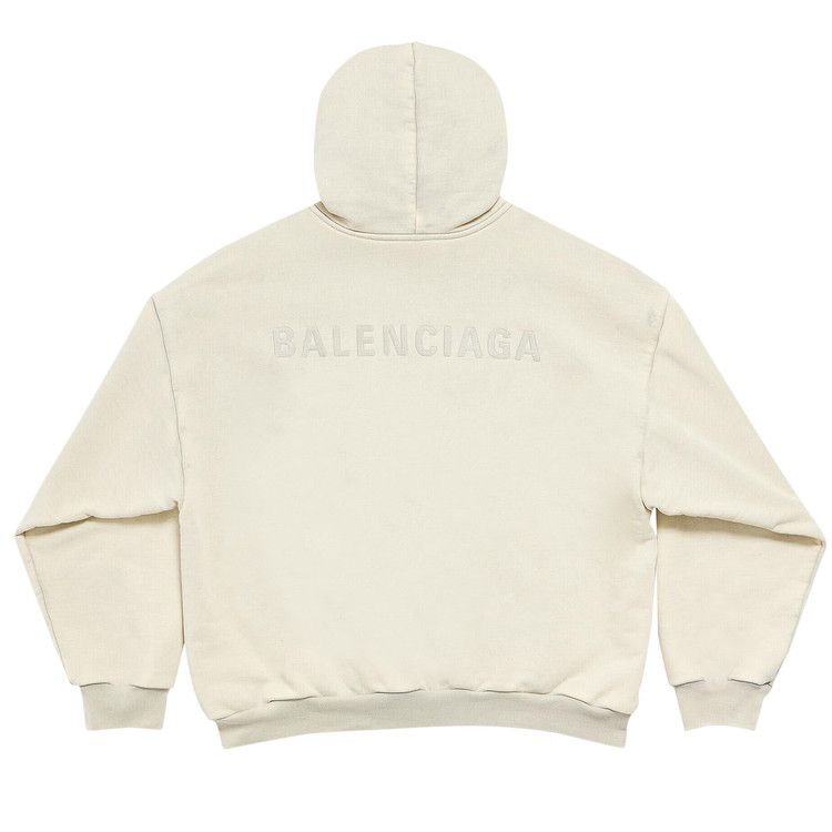 Balenciaga Logo Embroidered Hoodie Cement Grey