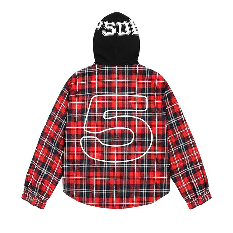 Buy Sp5der Hooded Zip Flannel Shirt Jacket 'Red Plaid