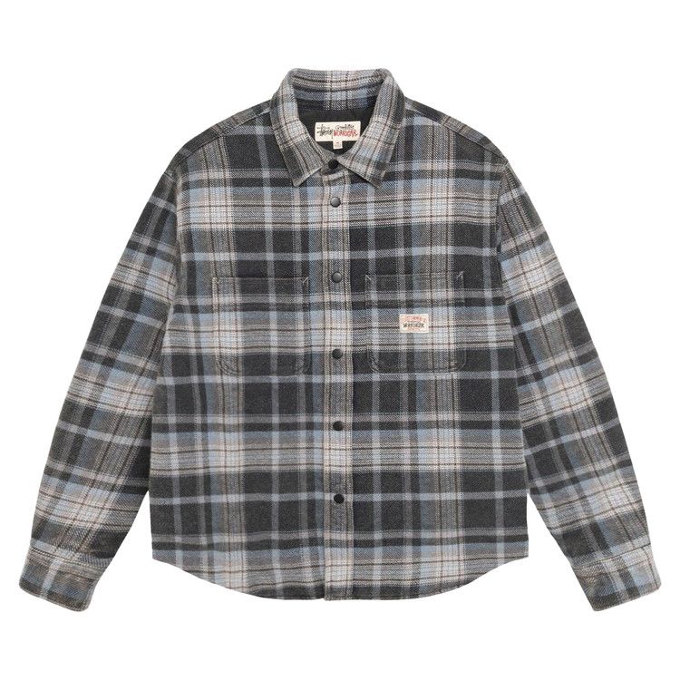 Buy Stussy Heavy Washed Plaid Long-Sleeve Shirt 'Blue' - 1110339