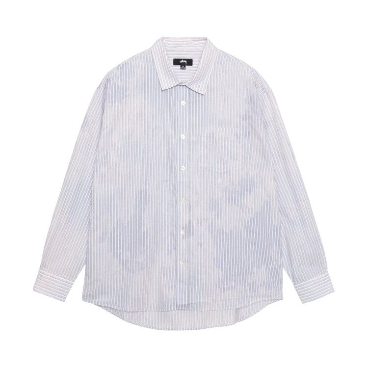 Stussy Bleached Poplin Classic Long-Sleeve Shirt Blue