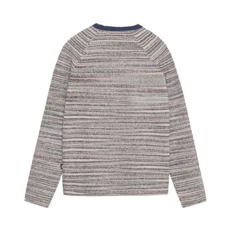Stussy Textured Knit Contrast Collar Crew Grey Multi