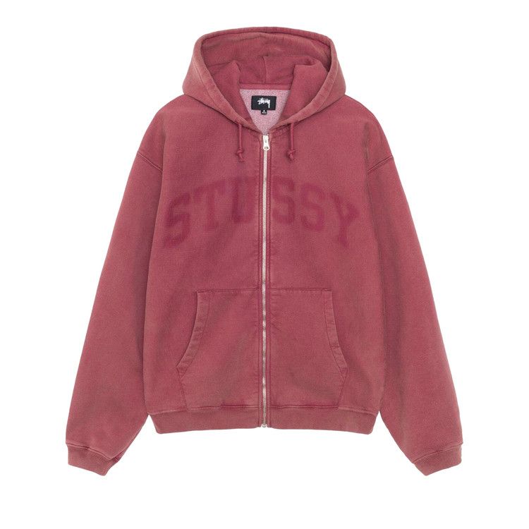 Stussy Faded Graphic Zip Hoodie 'burgundy'