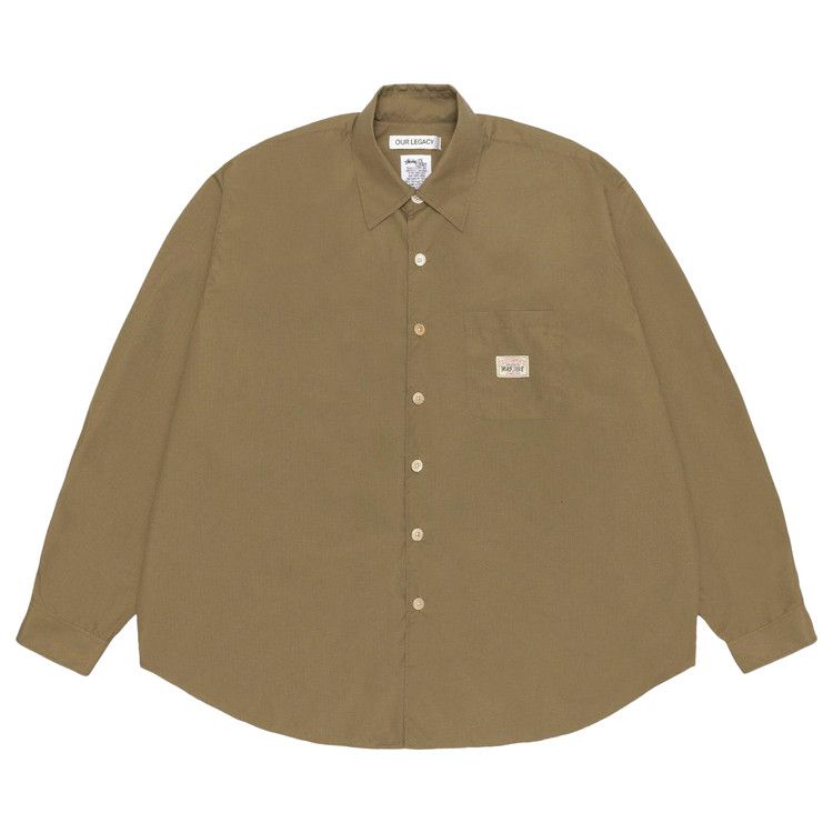 Stussy X Our Legacy Work Shop Borrowed Shirt 'olive Nylon Ripstop'