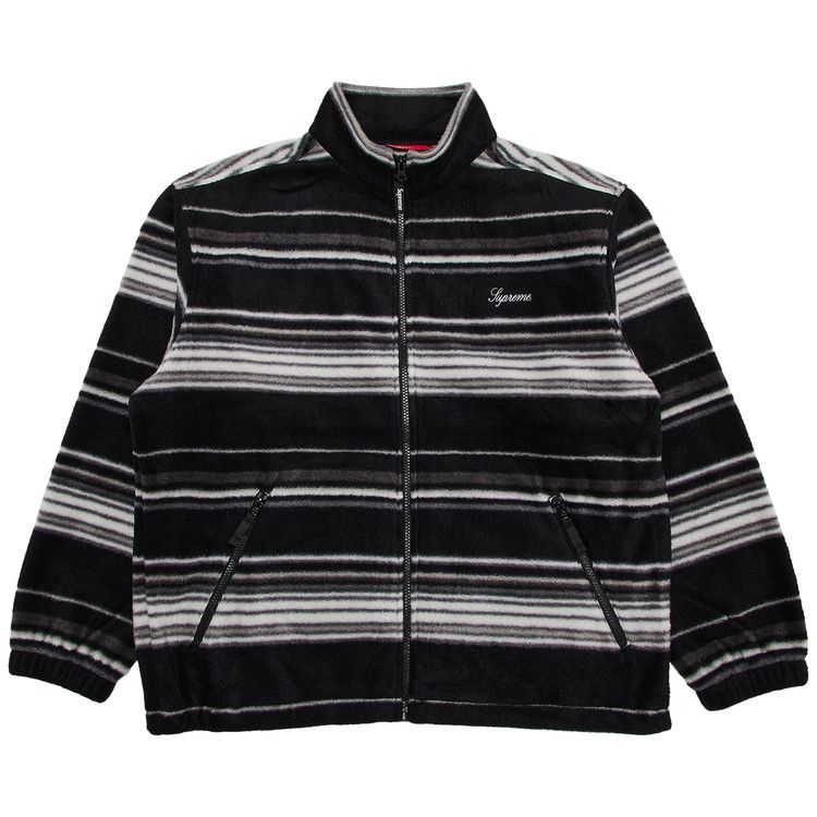 Supreme Stripe Zip Up Fleece Jacket 'black'