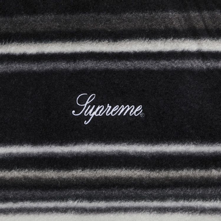 Supreme Stripe Zip Up Fleece Jacket 'black'
