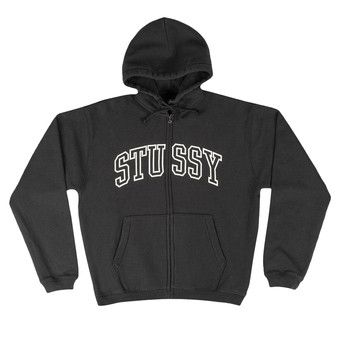 Stüssy ブラック フーディ S ☆関税込☆Stussy☆LETTERMAN HOODIE☆ パーカー☆ (STUSSY