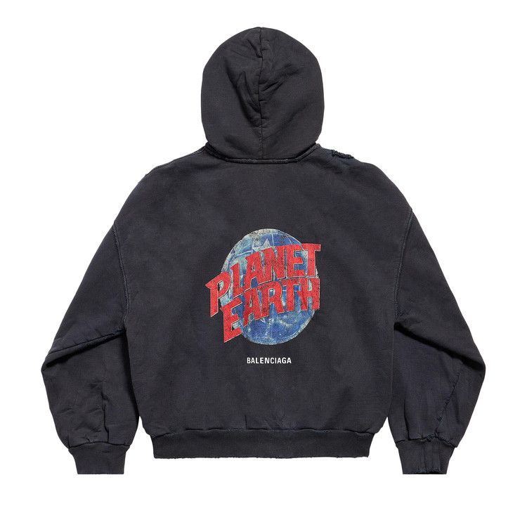 Balenciaga Zip Up Hoodie 'washed Black'