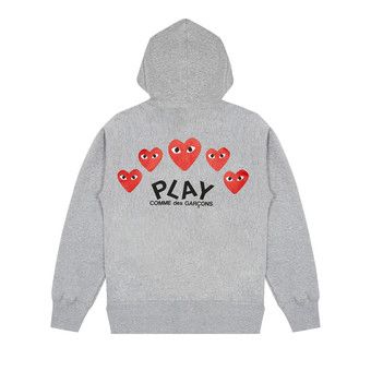 Buy Comme des Garçons PLAY Multi Heart Zip Up Hoodie 'Grey' - AZ