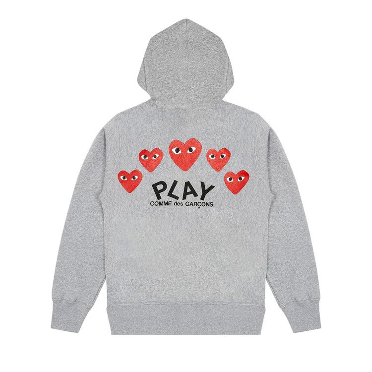 Buy Comme des Garçons PLAY Multi Heart Zip Up Hoodie 'Grey' - AZ