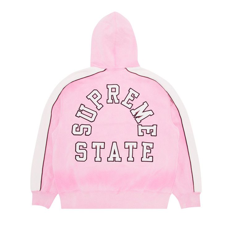 Supreme State Zip Up Hooded Sweatshirt 'pink'