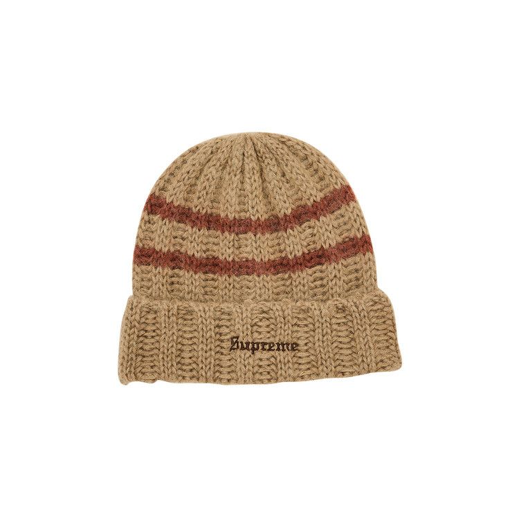 帽子 Supreme Brushed Stripe Beanie Camel Supreme Brushed Stripe Beanie - Camel Brown - NEW | eBay