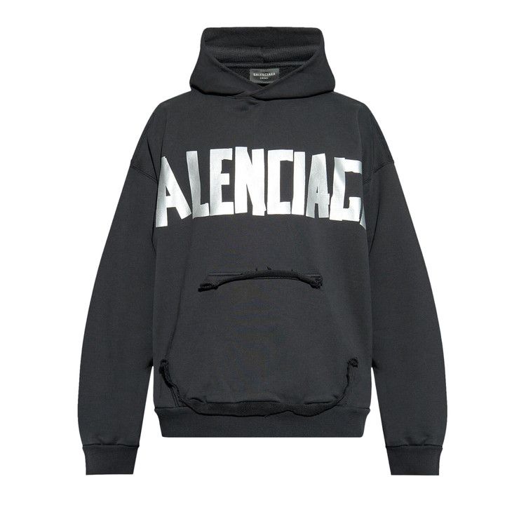 Balenciaga Ripped Pocket Hoodie Faded Black/Silver