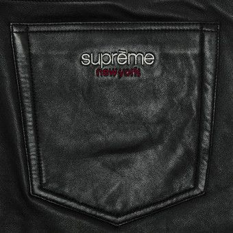 Supreme Leather Baggy 5-Pocket Jean Black FW24 Size W30-38