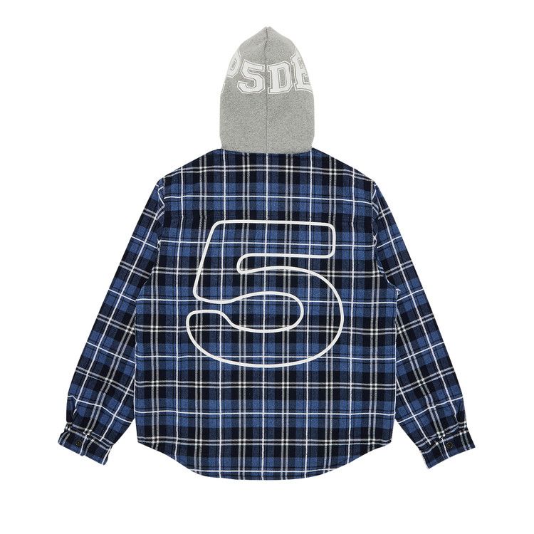 Buy Sp5der Hooded Zip Flannel Shirt Jacket 'Blue Plaid