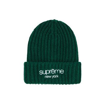 Buy Supreme Classic Logo Chunky Ribbed Beanie 'Dark Green
