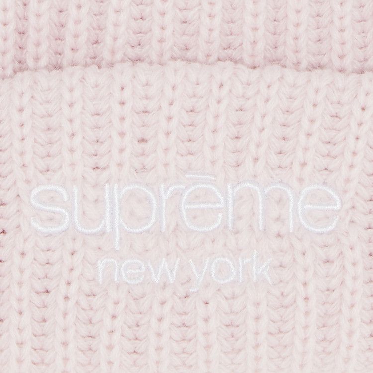 Buy Supreme Classic Logo Chunky Ribbed Beanie 'Light Pink