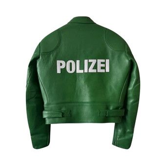 Vetements 元ネタ　POLIZEI 緑色 シングルライダースジャケット 1365823_02.jpg.jpeg