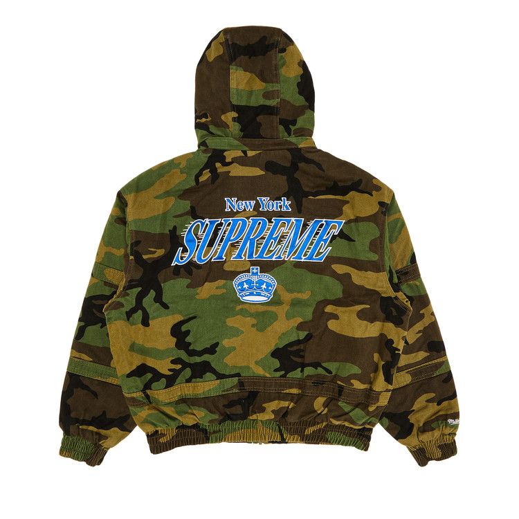 Buy Supreme x Mitchell & Ness Twill Stadium Jacket 'Woodland