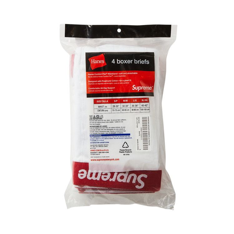Supreme X Hanes Boxer Briefs (4 Pack) White