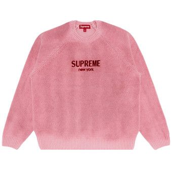 Buy Supreme Flocked Logo Sweater 'Pink' - FW24SK3 PINK | GOAT
