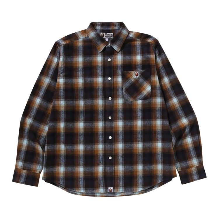 Bape Ape Head One Point Check Relaxed Fit Shirt 'beige'