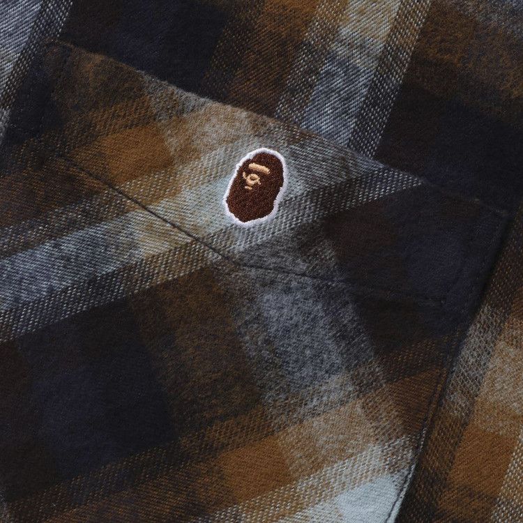 Bape Ape Head One Point Check Relaxed Fit Shirt 'beige'