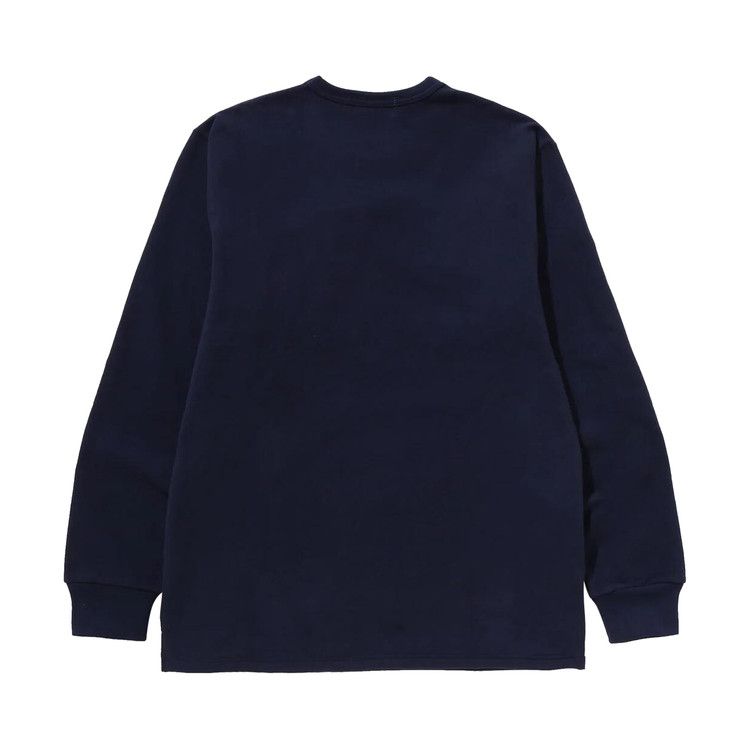 Bape Ape Head Brushed Cotton Long-Sleeve T-Shirt Navy