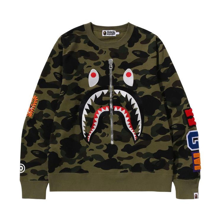 Bape 1st Camo Shark Crewneck 'green'