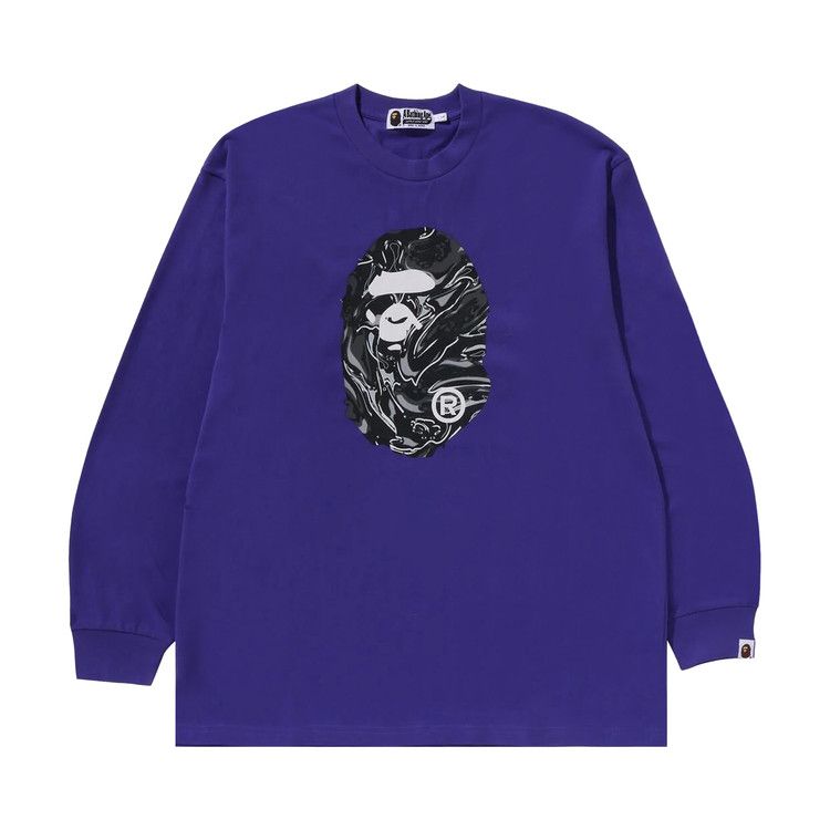 Bape Marbling Camo Ape Head Relaxed Fit Long-Sleeve Tee 'purple'