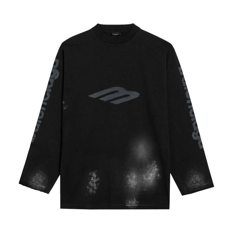 Balenciaga 3B Stencil Vintage Jersey T-Shirt Faded Black
