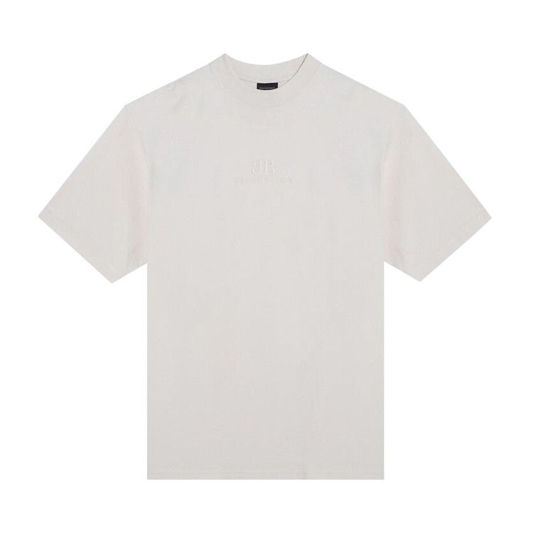 Balenciaga Logo Embroidered T-Shirt Ecru