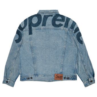 Buy Supreme Inset Logo Denim Trucker Jacket 'Washed Blue